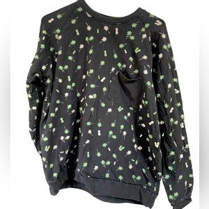 LIRA Skate Black & Green Palm Tree Pattern Men’s M Crew Neck Sweatshirt MINTY